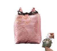 Teacup Bag Storage Organizer, Chinese Embroidered Cloth Aesthetic Drawstring Pouch, Portable Tea Tools Storage Pouch for Women Home Office Outdoor Travel Vacation Camping Picnic Road Trip