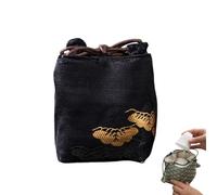 Teacup Bag Storage Organizer, Chinese Embroidered Cloth Aesthetic Drawstring Pouch, Portable Tea Tools Storage Pouch for Women Home Office Outdoor Travel Vacation Camping Picnic Road Trip