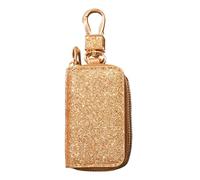 Teadokly Étui de e voiture à fermeture éclair, coque de clé universelle, porte-clés avec crochet en métal, sac à paillettes pour e voiture, doré, Medium