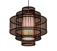 Teahouse Bamboo Woven Hanging Light Bamboo Lantern Creative Pendant Light Large Single Head Farmhouse Chandelier Farmhouse Beige Suspensiom Lamp for Dining Room,Living Room Bar