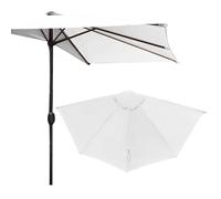Teahutty Demi parapluie d'extérieur à 6 baleines de rechange en tissu de polyester pour terrasse, jardin, balcon piscine, Seulement la toile du parapluie (Beige, 2.7m)