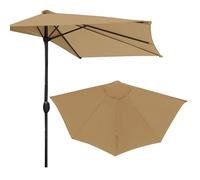 Teahutty Demi parapluie d'extérieur à 6 baleines de rechange en tissu de polyester pour terrasse, jardin, balcon piscine, Seulement la toile du parapluie (Khaki, 2.7m)