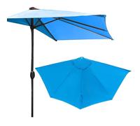 Teahutty Demi parapluie d'extérieur à 6 baleines de rechange en tissu de polyester pour terrasse, jardin, balcon piscine, Seulement la toile du parapluie (Blue, 2.7m)