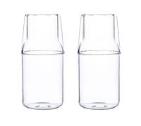 Teahutty Lot de 2 carafes à eau de chevet de 500 ml avec gobelet, pichet en verre transparent et tasse pour la maison et le bureau