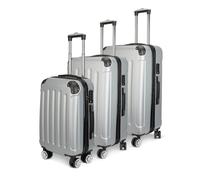 Teahutty Lot de 3 valises de voyage en ABS léger à coque rigide avec serrure TSA, 4 roues pivotantes silencieuses et poignée résistante, ensemble de valises de cabine pour voyage, gris, Entreprise