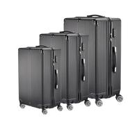 Teahutty Lot de 3 valises rigides en ABS - Avec poignée télescopique et serrure à combinaison - Bagage à main pour voyage d'affaires - Noir, Noir , D