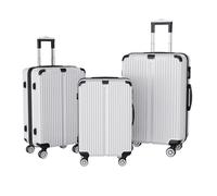 Teahutty Lot de 3 valises rigides en ABS avec serrure à combinaison et pèse-valise, bagage à main avec 4 roulettes à 360°, grande valise pour voyage d'affaires, argenté, Style moderne