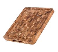 Teak Haus TH311 Billot de Boucher avec Rigole à Jus, Bois, Multicolore, 40 x 30 x 3, 8 cm