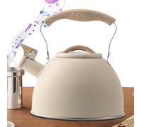 teaKettle - 3 Liter Vintage Polished Stainless Steel Pot, Heat Proof Handle Whistle teaMaker Kitchen Accessories | Gas Electric Induction Cooktop, Morning teaRitual, Afternoon Service