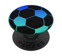 Teal and Blue Soccer Ball Football on Black Pattern PopSockets PopGrip Adhésif