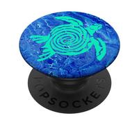 Teal Blue Sea Turtle Phone Button Holder Pop Out Back Knobs PopSockets PopGrip Adhésif