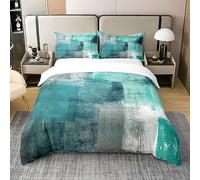 Teal Coton Housse de Couette pour Enfants et Filles Ensemble de Literie Médiévale 240x260 Peinture À l'huile Housse de Confort Aquarelle Ombre Art Abstrait Ensemble de Lit avec 2 Taies d'oreiller