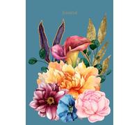TEAL FLOWER_HARDCOVER JOURNAL_ ENIGMA COLLECTION_120 LINED PAGES: 7X10 INCHES_EACH PAGE FEATURES A DATE, AND DAY OF THE WEEK SECTION, FOR DAILY JOURNALING ORGANIZATION.