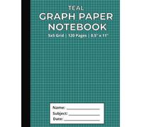 Teal Graph Paper Notebook: 5x5 Grid | 120 Pages | 8.5" X 11": Graph Paper for Math, Algebra, Geometry, Science, Drafting, Design, Bullet Journals & ... for Students, Teachers, and Professionals