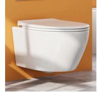 Teal Home Ceramic wall-hung toilet with soft-close mechanism, single hole Superspin flush toilet, white toilet with nano coating, 52