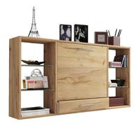 Teala Bureau mural, 6 compartiments et 1 tiroir, imitation chêne miel.