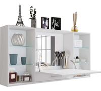 TealaS console mettre la table accroché au mur 1 claquement de porte miroir 6 tablettes blanc.