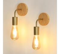 Tealight 2 Pièces Appliques Murales Industrielles Vintage, Lampe Murale Bois, E27 Rétro Luminaire Interieur pour Chambre Couloir Salon (Lampadina non inclusa