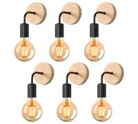 Tealight Applique Murale Interieur 6 Pièces, Applique Murale intérieure bois, Lampe Murale Vintage Noir, E27 Luminaire Mural Interieur pour Chambre Salon Couloir (Ampoules Non Comprises)