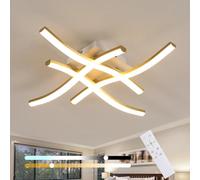 Tealight Plafonnier Led Dimmable Moderne, 4 Barres Lumineuses Doré, 28W | Lampe Plafond Design Incurvé, 3000K-6500K, pour la chambre, le salon, la cuisine et la salle à manger