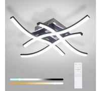 Tealight Plafonnier LED Salon Dimmable, Luminaires Intérieur, Plafonnier Chambre, 28W 3000K-6500K Lampe de Plafond Salon avec Télécommande, pour Cuisine, Salle à Couloir, Manger, Couloir,Noir