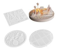 Tealight Support de bougie en silicone - Moule à thé en résine - Support de bougies - Moule en silicone - Moules de moulage de bougies - Arbre House Street Light Silhouette - Moules de coulée pour