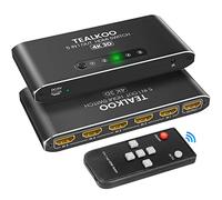 TEALKOO Switch HDMI 4K, Multiprise Aluminium 5 Entrées 1 Sortie, Commutateur 5 Ports Avec Télécommande IR, Support 4K 3D 1080P HDCP 2.2 HDR Pour PS5/4 Xbox Blu Ray Lecteur DVD PC TV Box