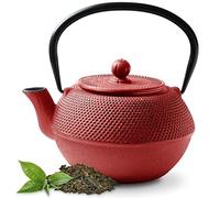 Tealøv Arare THEIERE EN FONTE 1,1 LITRE | Théière en Fonte avec Infuseur | Entièrement émaillée de l'intérieur | Prépare Une Tasse de Thé Parfaite | Design Japonais à Picots | Arare Rouge Japonais
