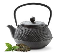 Tealøv Arare THEIERE EN FONTE 800 ML | Théière en Fonte avec Infuseur | Entièrement émaillée de l'intérieur | Prépare Une Tasse de Thé Parfaite | Design Authentique Japonais à Picots | Arare Noir
