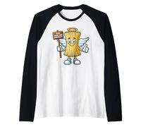 Team Angel Hair Spaghetti, mascotte de pâtes, nourriture amusante Manche Raglan