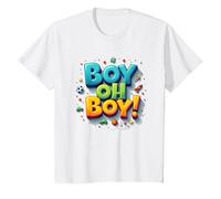 Team Boy Oh Boy! Thème de Sport & Aventure ludique T-Shirt, Enfant, Blanc, 3 Ans