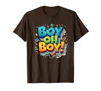 Team Boy Oh Boy! Thème de Sport & Aventure ludique T-Shirt, Homme, Marron, M