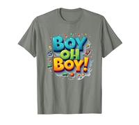 Team Boy Oh Boy! Thème de Sport & Aventure ludique T-Shirt, Homme, Vert Kaki chiné, L