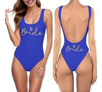 Team Bride Maillot de Bain pour Femme, Bride Maillot de Bain Une Pièce Femme Bretelles Spaghetti Mariée Lettre Imprimé Swimsuit pour Plage Natation Brides to be Adieu Le nubilé