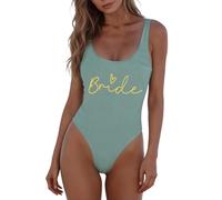 Team Bride pour Femme Maillot de Bain Bikini Bride to be Push up Beach Swimming One Piece Swimsuit Sexy Self Bra Padded Maillot de Bain Sexy sans Manches à imprimé Lettres pour Femme