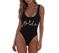 Team Bride pour Femme Maillot de Bain Bikini Bride to be Push up Beach Swimming One Piece Swimsuit Sexy Self Bra Padded Maillot de Bain Sexy sans Manches à imprimé Lettres pour Femme