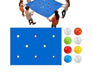 Team Building Games - Hole Tarp Group Activity Set with 8 Balls for Coordination and Communication Practice, Interactive Outdoor Teamwork Game with Portable Design, Party Game Equipment