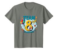 Team Eight : 8 Year Old Birthday Gift Edition T-Shirt, Enfant, Vert Kaki chiné, 6 Ans