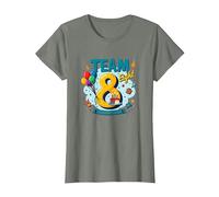 Team Eight : 8 Year Old Birthday Gift Edition T-Shirt, Femme, Vert Kaki chiné, XL