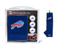 Team Golf NFL Buffalo Bills Coffret Cadeau : Serviette de Golf brodée, 3 balles de Golf et 14 Tees de Golf réglementaires de 6 cm, Serviette à Trois Plis 40,6 x 55,9 cm et 100% Coton