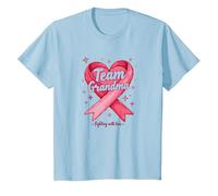 Team Grandma Toddler Soutien de Sensibilisation au Cancer du Sein T-Shirt, Enfant, Bleu Céleste, 4 Ans