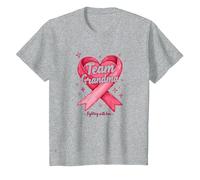 Team Grandma Toddler Soutien de Sensibilisation au Cancer du Sein T-Shirt, Enfant, Gris Chiné, 12 Ans