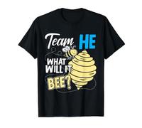 Team He What Will It Bee Annonce de révélation du Sexe de bébé T-Shirt Graphique avec Valeur, Homme, Noir, XL