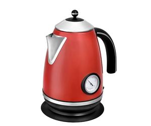 Team Kalorik Bouilloire Electrique sans Fil 1.7 Litre en Inox, 2000 W, Indicateur de température, Rouge, TKG JK 1046 R