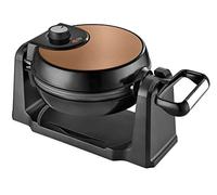 Team Kalorik Gaufrier Électrique Tournant en Inox, 1000 W, Plaques Rondes, Noir/Cuivre, TKG WM 1050 CO