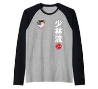 Team Karate Shorin Ryu USA Flag Japanese Martial Arts Manche Raglan