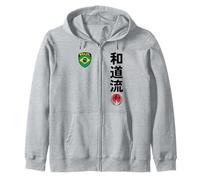 Team Karate Wado RYU Brazil Flag Kanji Japanese Martial Arts Sweat à Capuche