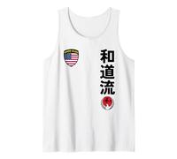 Team Karate Wado RYU USA Flag Kanji Japanese Martial Arts Débardeur