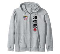 Team Karate Wado RYU USA Flag Kanji Japanese Martial Arts Sweat à Capuche