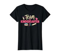 Team Kindergarten Back to School Teachers Students T-Shirt Graphique avec Valeur, Femme, Noir, M